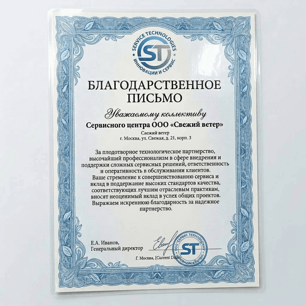 Благодарность от BenQ Technologies